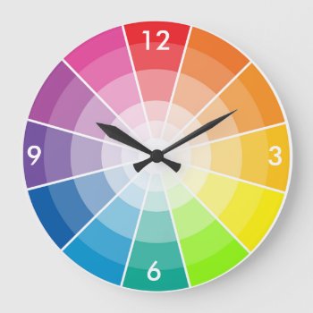 Color Wheel Light Large Clock by Ink_Ribbon at Zazzle