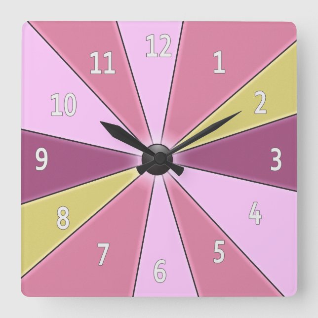 Color Wheel Pink Square Wall Clock (Front)