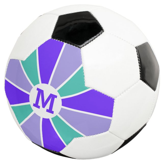Color Wheel / Rays custom monogram soccer ball (Three Quarter)