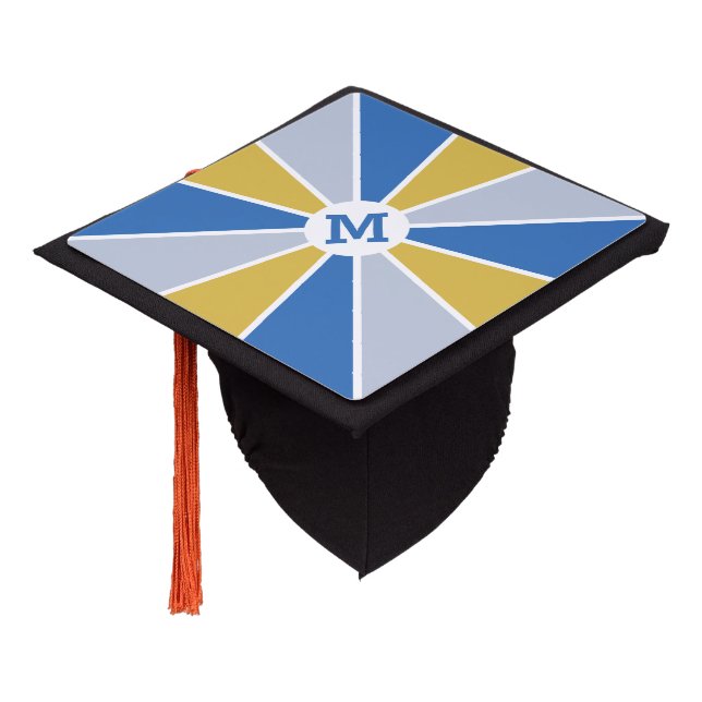 Color Wheel / Rays custom monogram tassel topper (Angled)