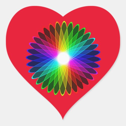 Color Wheel Round Out Rainbow Hypnotic Halo Heart Sticker