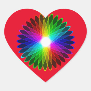 Color Wheel Round Out Rainbow Hypnotic Halo Heart Sticker