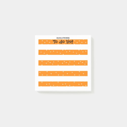 Color white and orange stripe monogram post_it notes