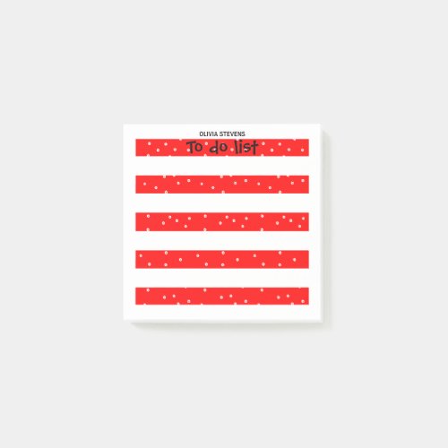 Color white and red stripe monogram post_it notes