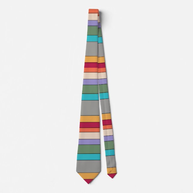 Color wide stripes gray, blue, multicolor neck tie (Front)