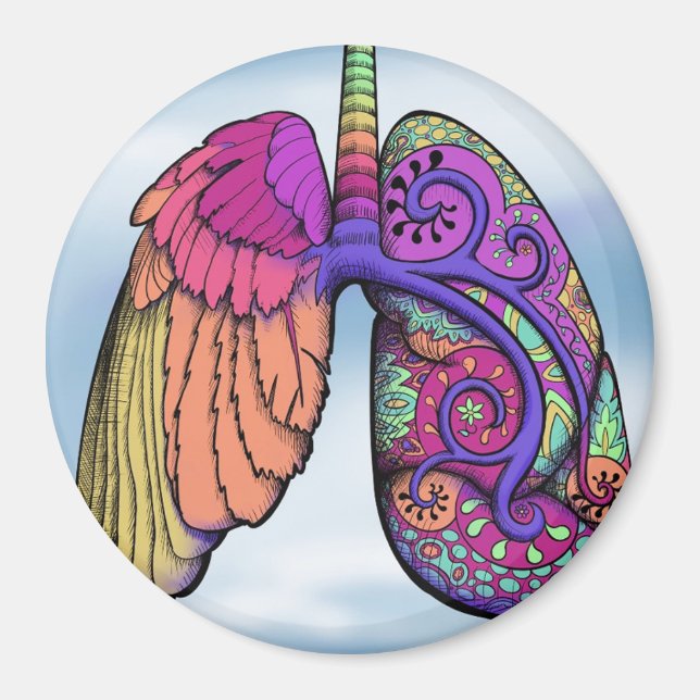 Color Winged Paisley Lung Magnet (Front)
