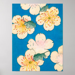 Color Woodblock Print of Dogwood Blossoms
