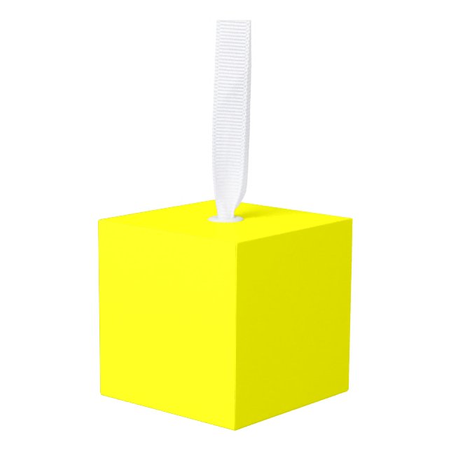 color yellow cube ornament (Front Angled)
