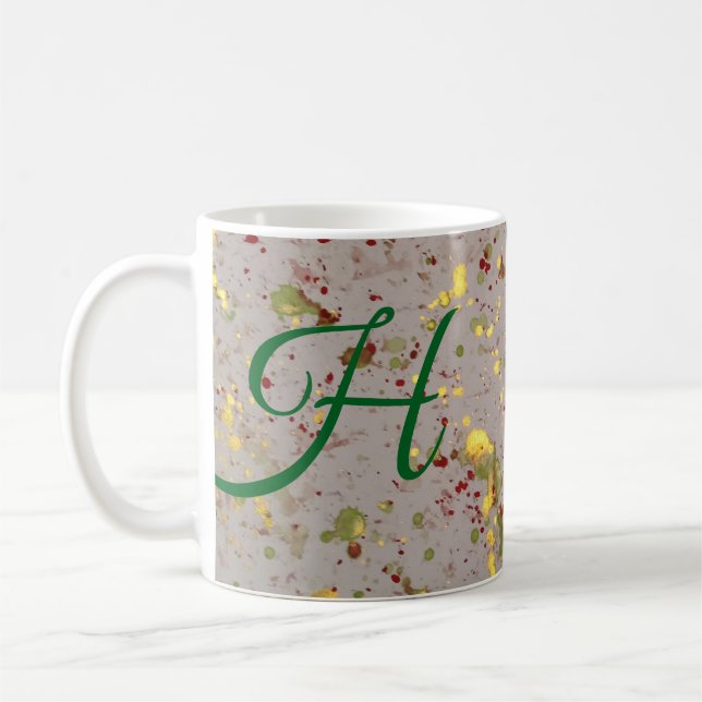 Color You Happy "H" Initial Mug  (Left)