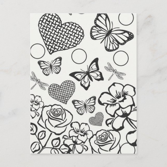 Color your own adult coloring teen postcard (Front)