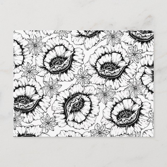 Color Your Own Anemone Flowers Postcard (Front)