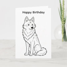 Color your own birthday car wolf design
