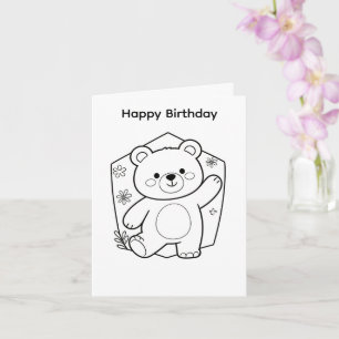 Color your own birthday card bear design