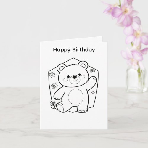 Color your own birthday card bear design