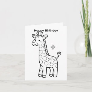 Color your own birthday card Giraffe design