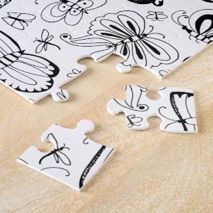 Color Your Own Butterflies Black and White Jigsaw Puzzle