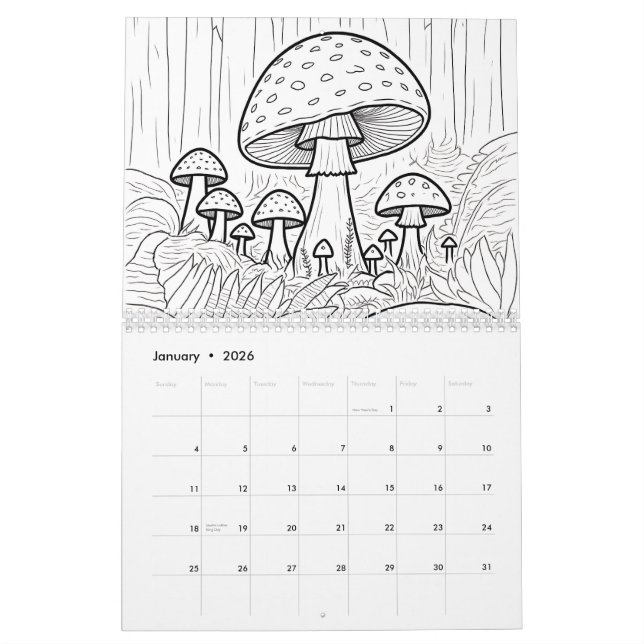 Color your own  calendar (Jan 2026)