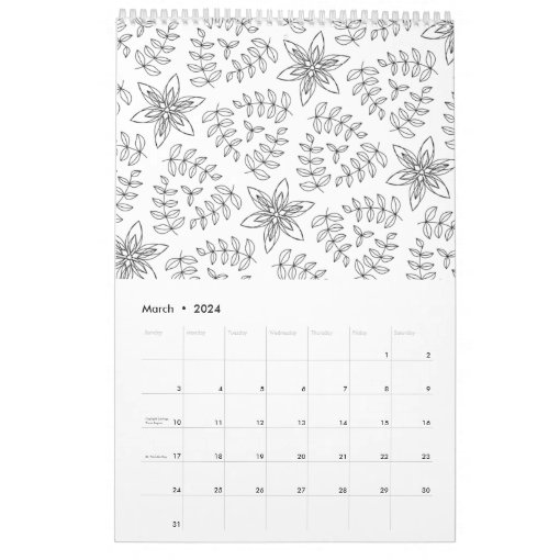 Color Your Own Calendar DIY Coloring Pages Zazzle