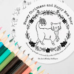 Color Your Own Cat Circle Christmas Holiday Card<br><div class="desc">Color Your Own Cat Circle Christmas Holiday Card features adorable line art drawing of a cute kitty cat and a wreath of winter foliage. This circle card makes the perfect lighthearted holiday card sure to bring laughs and cheer to your loved ones. Greeting pun reads, Wishing you a meowy Christmas...</div>