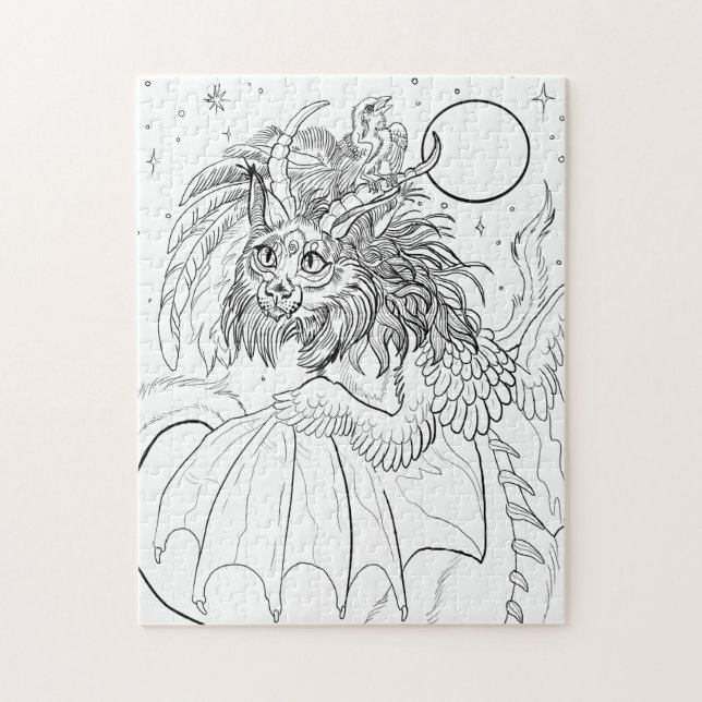 Color your Own Cat Dragon Jigsaw Puzzle (Vertical)