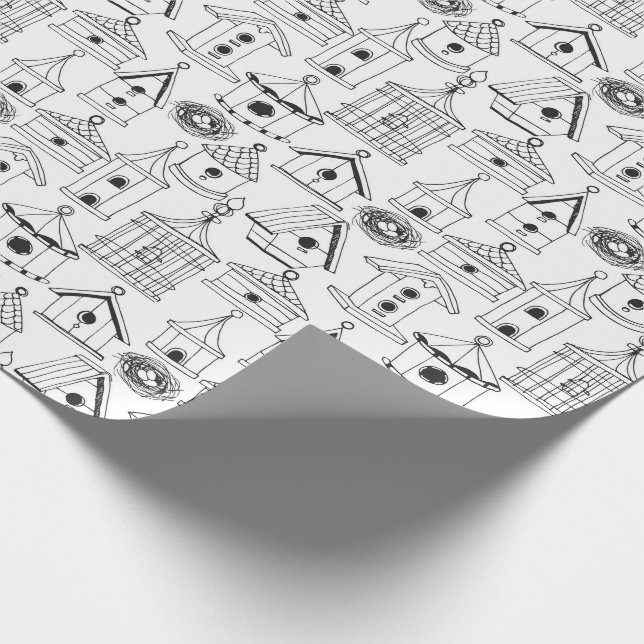 Color Your Own Charming Birdhouses Wrapping Paper (Corner)