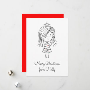 Color Your Own Christmas Lights Girl Holiday Card