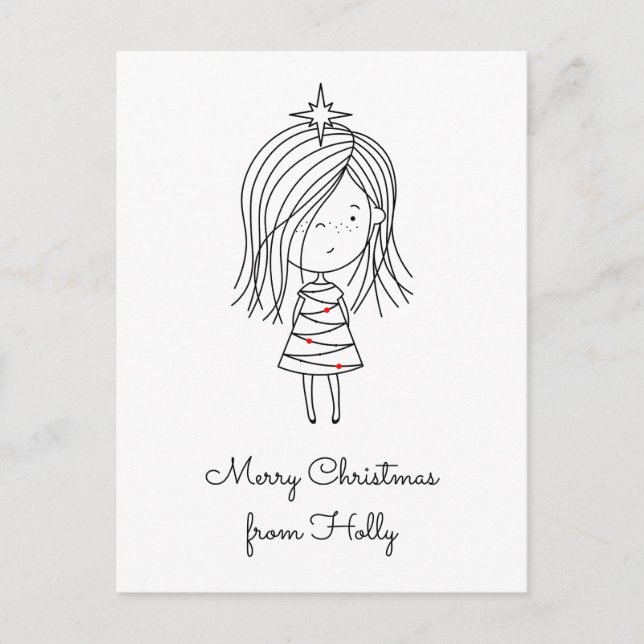 Color Your Own Christmas Lights Girl Postcard (Front)