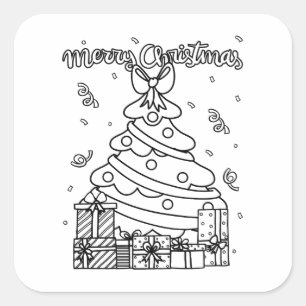 Color Your Own Christmas tree Christmas Job Square Sticker