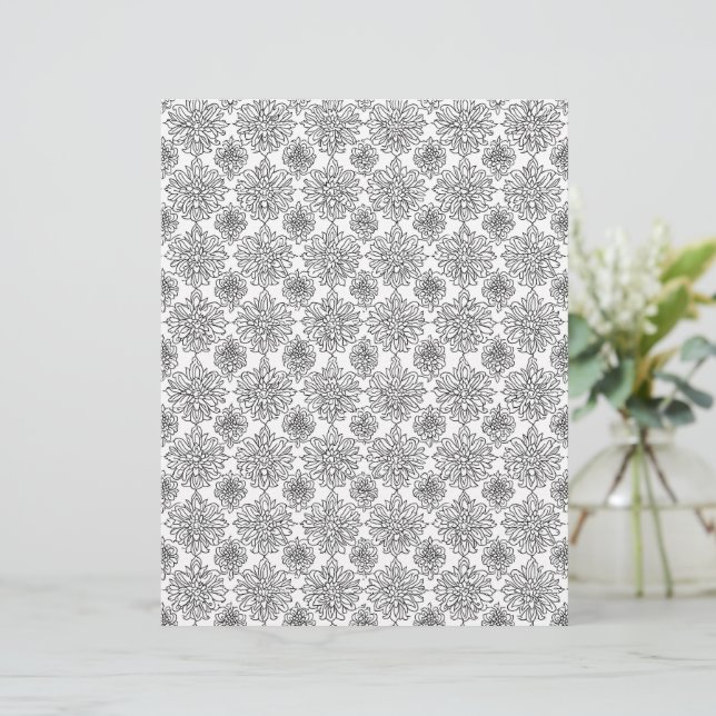 Color Your Own Chrysanthemum Scrapbooking Paper (Standing Front)