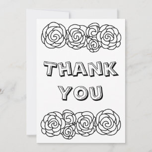 Color Your Own Customizable Thank You Card Roses
