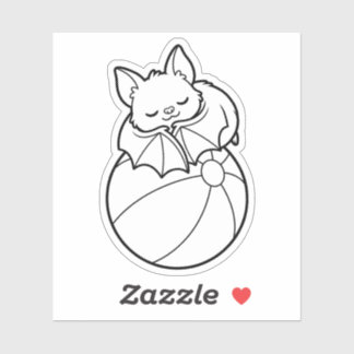 Color Your Own Cute Bat Beach Ball Summerween Sticker