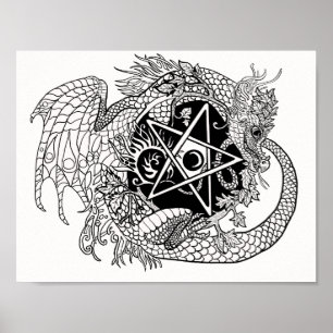 Color your own Dragon Pentacle Poster