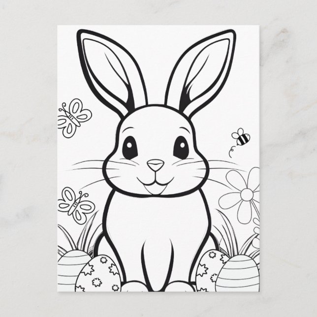 Color Your Own! Easter Bunny Postcard (Front)