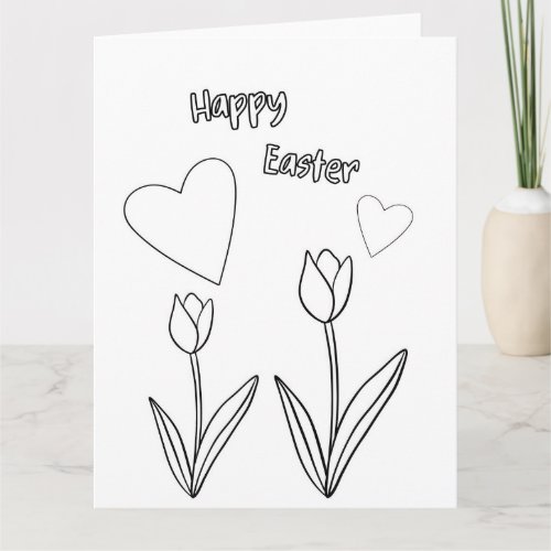Color your own Easter tulip greeting card