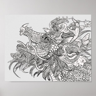Color your Own Enchantment Dragon Poster