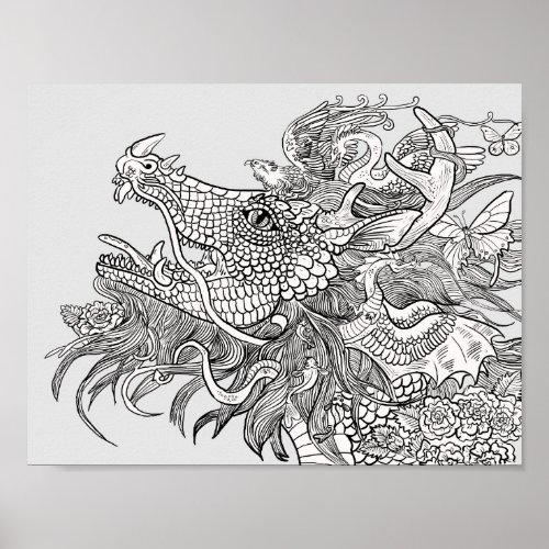 Color your Own Enchantment Dragon Poster