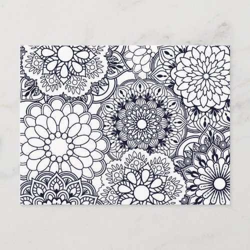 Color Your Own Floral Mandalas Postcard