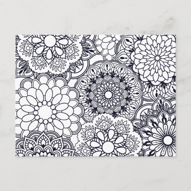 Color Your Own Floral Mandalas Postcard (Front)