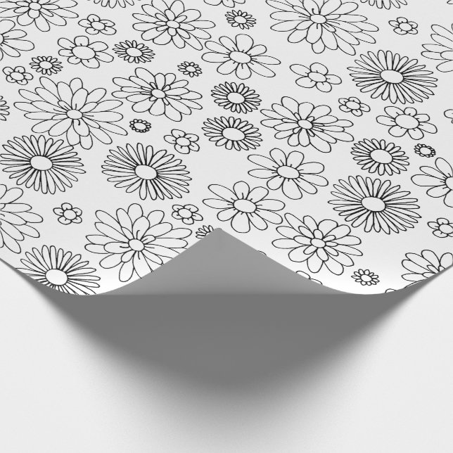 Color Your Own Flowers Pattern Wrapping Paper (Corner)