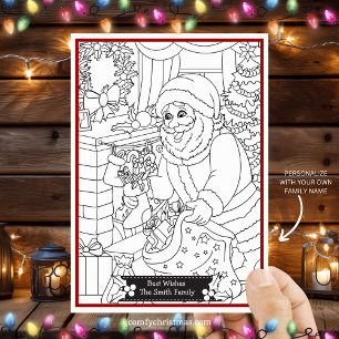 Color Your Own Fun Personalized Christmas Santa Holiday Card