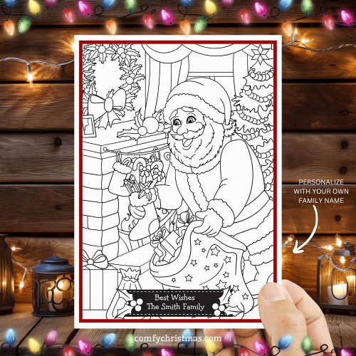 Color Your Own Fun Personalized Christmas Santa Holiday Card