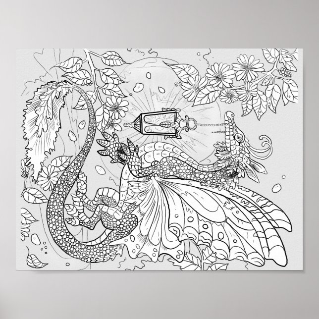 Color your Own Garden Faery Dragon Poster (Front)
