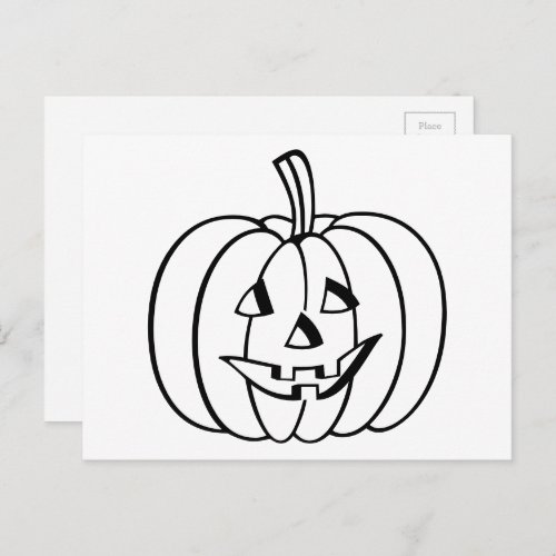 Color_Your_Own Halloween Jack_O_Lantern Pumpkin Postcard