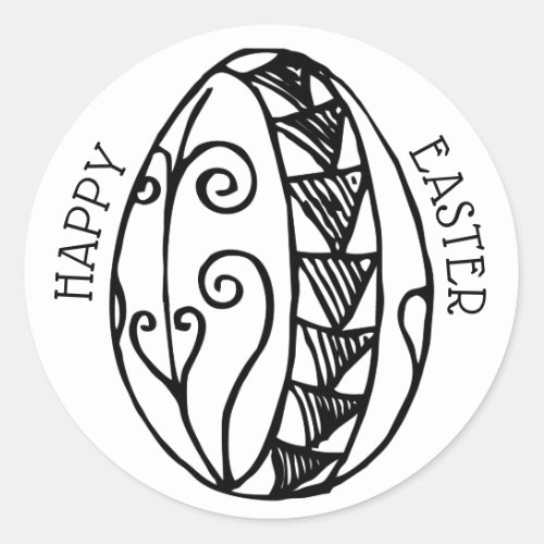 Color Your Own Hand Drawn Easter EggHappy Easter Classic Round Sticker