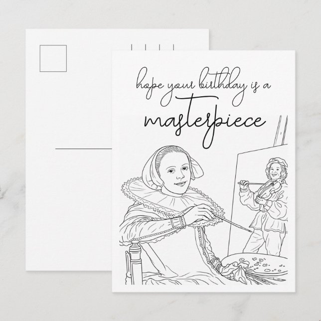 Color Your Own Happy Birthday Postcard (Front/Back)