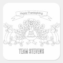 Color Your Own Happy Thanksgiving Scene