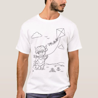 Color‑Your‑Own Highland Cow Men’s T‑Shirt T-Shirt