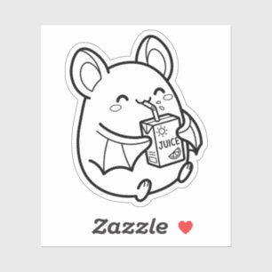 Color Your Own Kawaii Bat Juice Box Summer Sticker