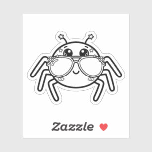 Color Your Own Kawaii Spider Sunglasses Sticker