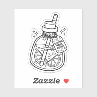 Color Your Own Kawaii Summer Magic Potion Drink Sticker